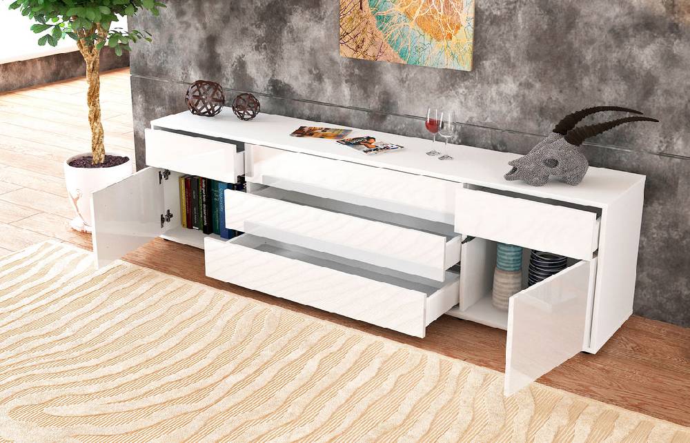 Stil Zeit Möbel Lowboard Benita, Grau (180x49x35cm) Weihnachtsangebot