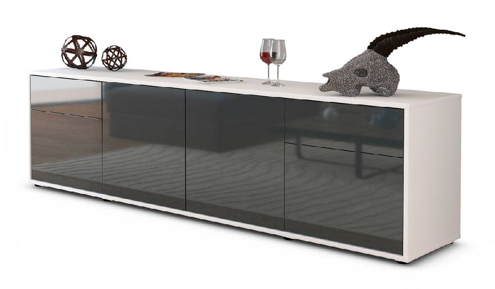 Stil Zeit Möbel Lowboard Benedetta, Grau (180x49x35cm) Osterangebot