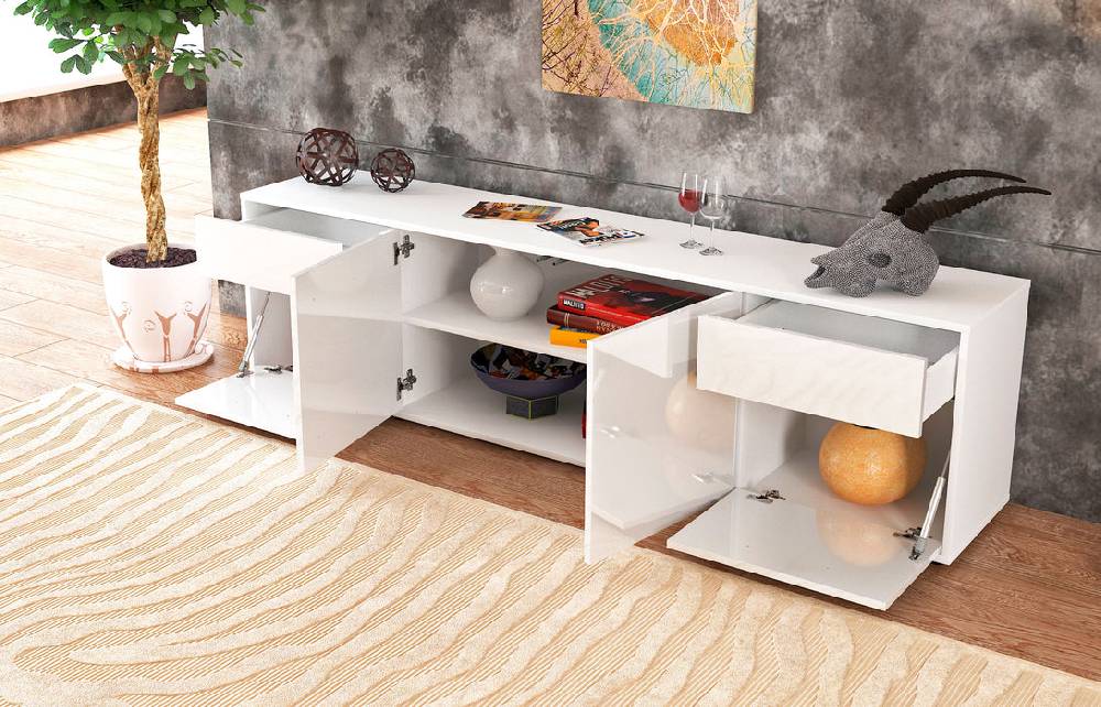 Stil Zeit Möbel Lowboard Benedetta, Grau (180x49x35cm) Osterangebot