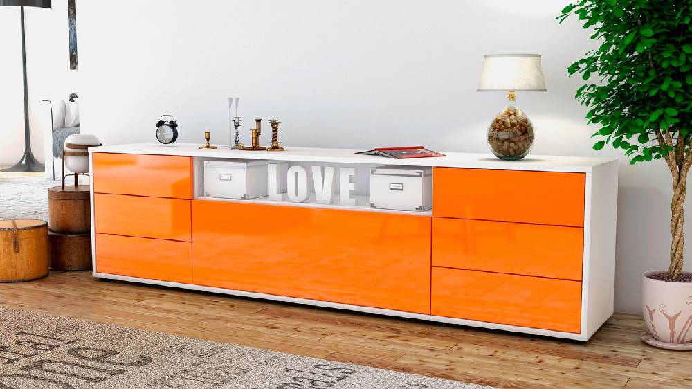 Stil Zeit Möbel Lowboard Beatrice, Orange (180x49x35cm) Jubiläumsangebot