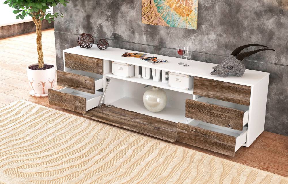 Stil Zeit Möbel Lowboard Beatrice, Eiche (180x49x35cm) Lagerräumung