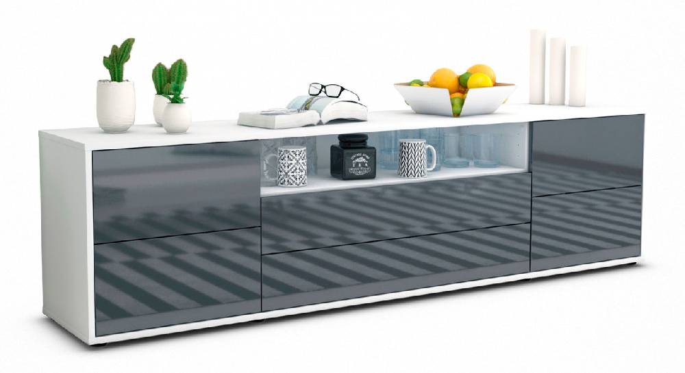 Stil Zeit Möbel Lowboard Aurora, Grau (180x49x35cm) Heißer Verkauf