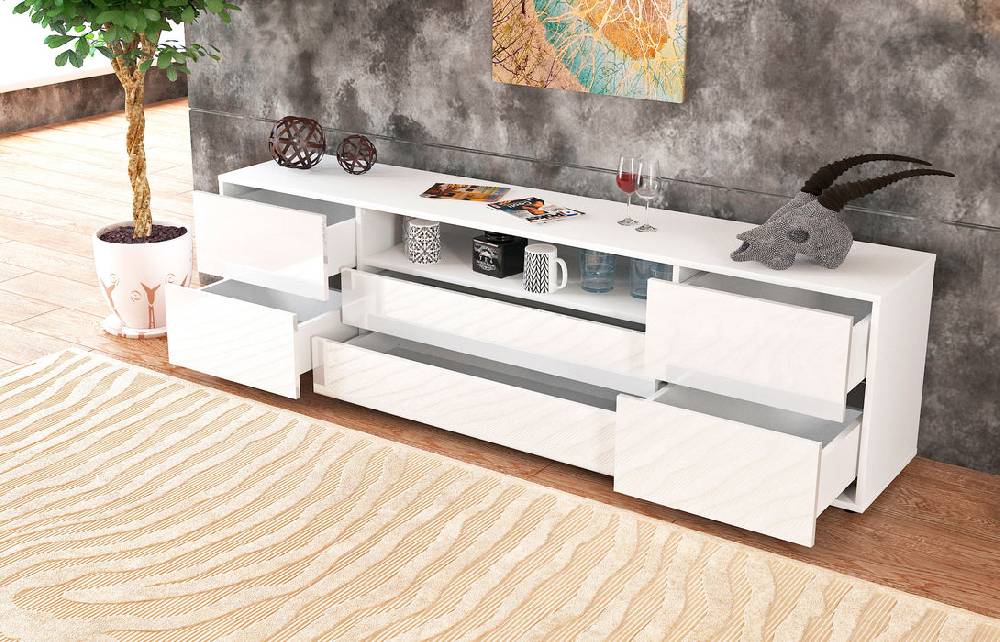 Stil Zeit Möbel Lowboard Aurora, Grau (180x49x35cm) Heißer Verkauf