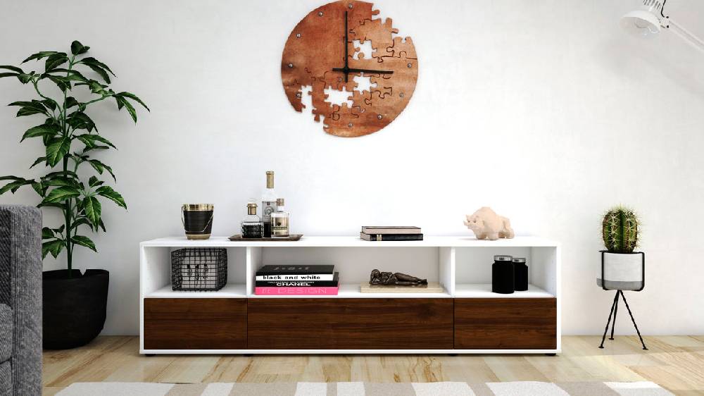 Stil Zeit Möbel Lowboard Aurelia, Walnuss (180x49x35cm) Top Angebot