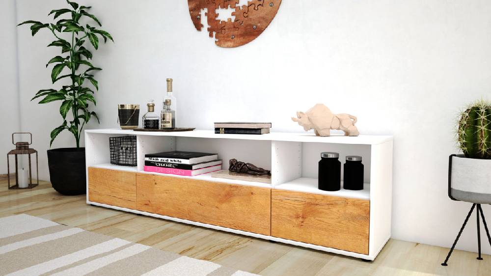 Stil Zeit Möbel Lowboard Aurelia, Eiche (180x49x35cm) Neueste Mode