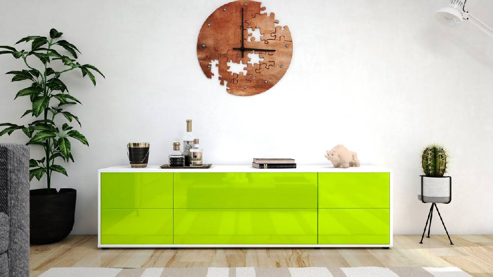 Stil Zeit Möbel Lowboard Assunta, Grün (180x49x35cm) Zeitlich begrenztes Angebot
