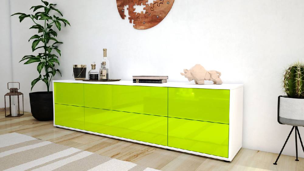 Stil Zeit Möbel Lowboard Assunta, Grün (180x49x35cm) Zeitlich begrenztes Angebot