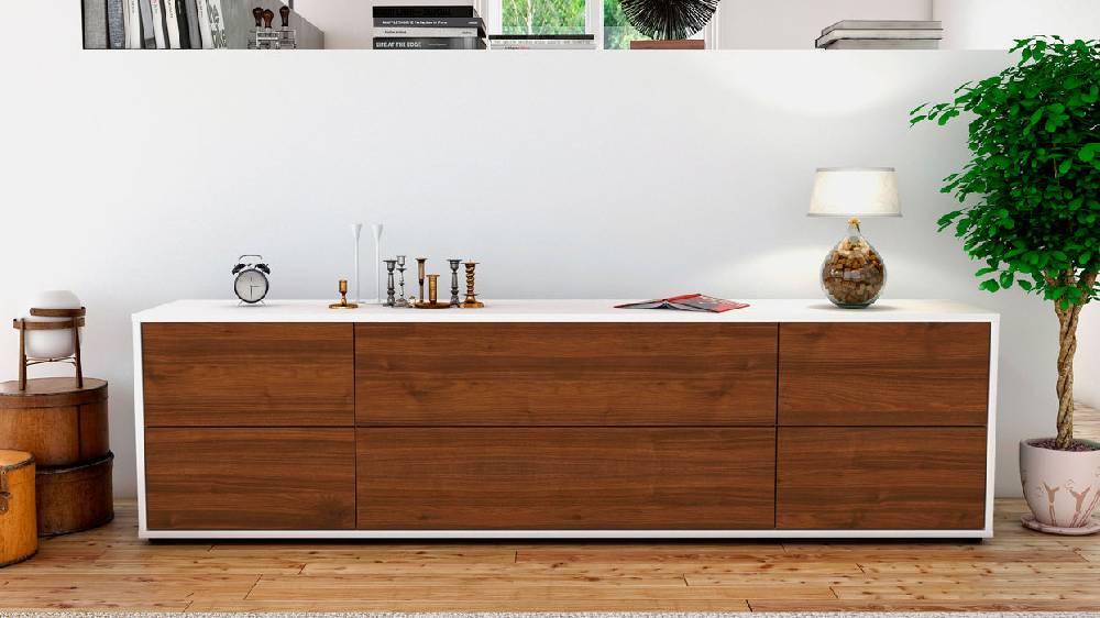 Stil Zeit Möbel Lowboard Assunta, Walnuss (180x49x35cm) Exklusive Angebote
