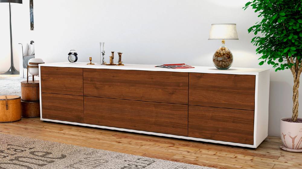 Stil Zeit Möbel Lowboard Assunta, Walnuss (180x49x35cm) Exklusive Angebote