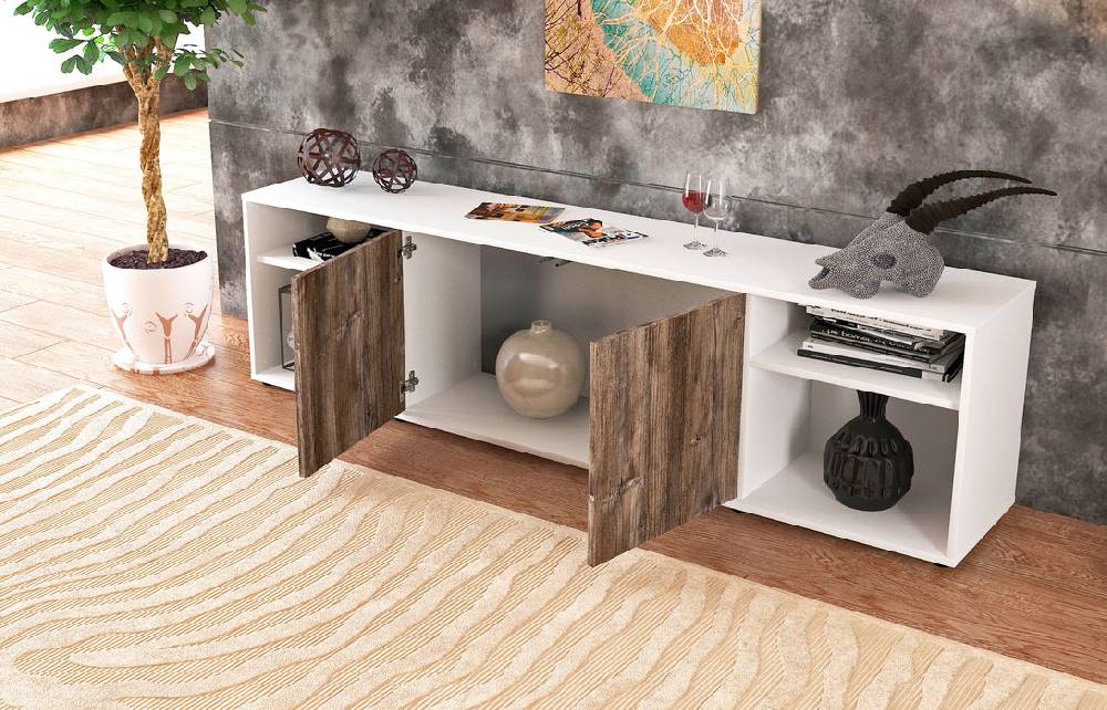 Stil Zeit Möbel Lowboard Asimo, Eiche (180x49x35cm) Blitzangebot