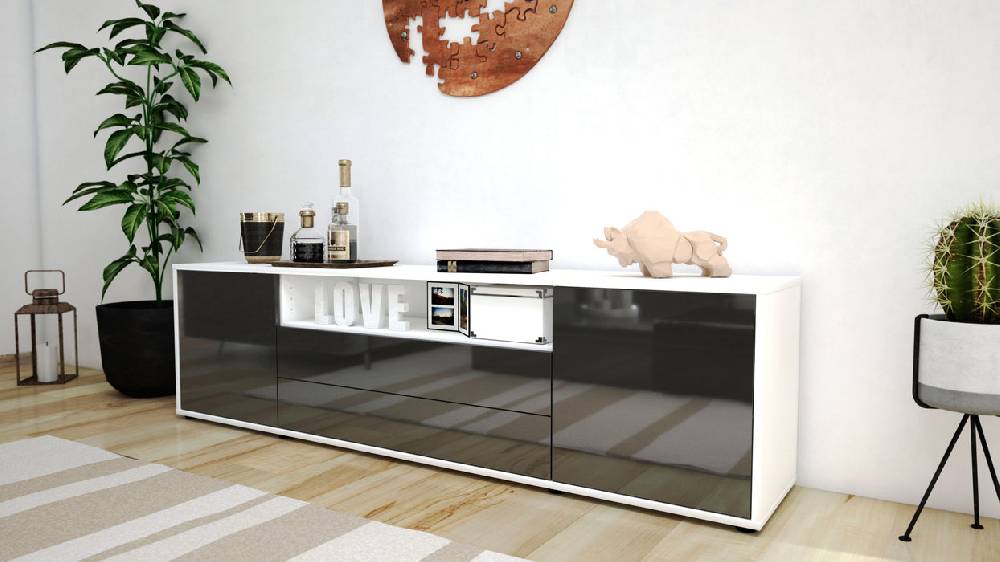 Stil Zeit Möbel Lowboard Armanda, Grau (180x49x35cm) Neuheiten