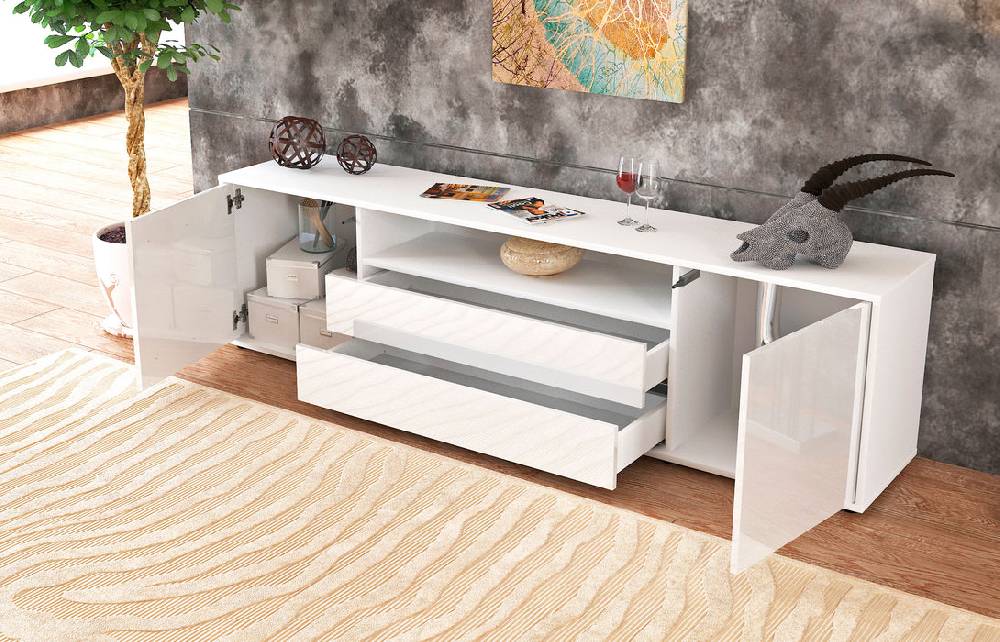Stil Zeit Möbel Lowboard Armanda, Grau (180x49x35cm) Neuheiten