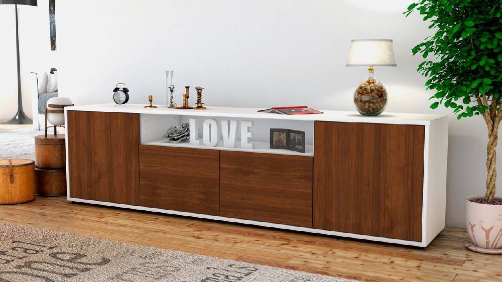 Stil Zeit Möbel Lowboard Arianna, Walnuss (180x49x35cm) Bestseller