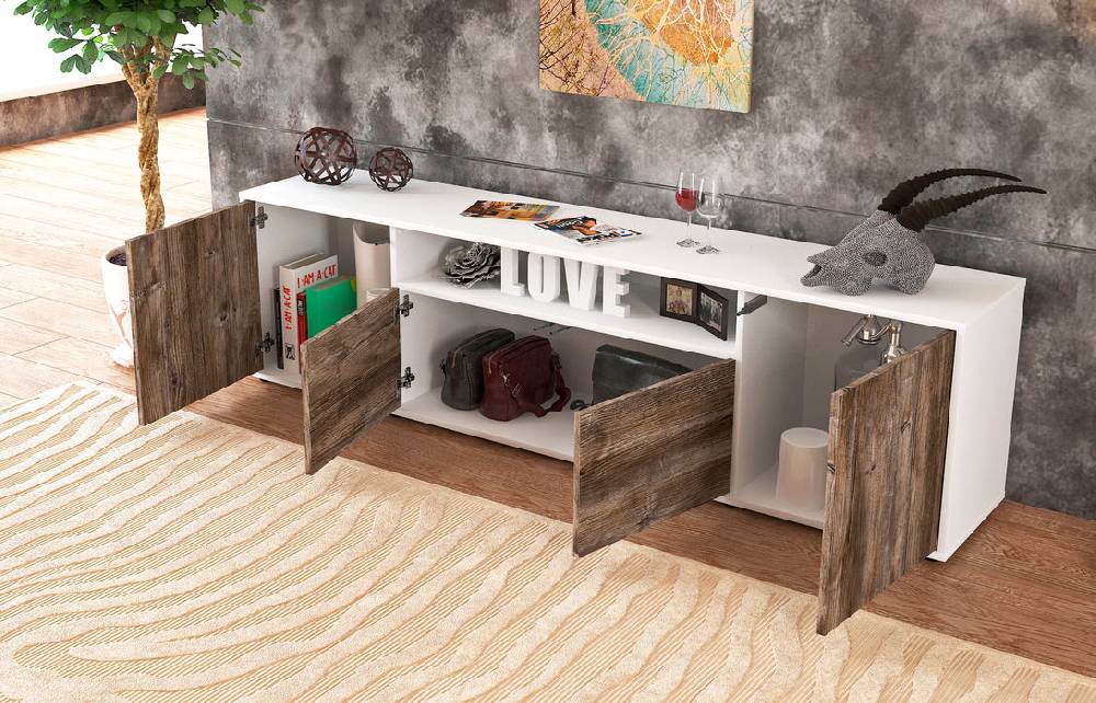 Stil Zeit Möbel Lowboard Arianna, Walnuss (180x49x35cm) Bestseller
