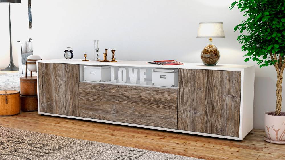 Stil Zeit Möbel Lowboard Ariana, Treibholz (180x49x35cm) Kauf eins, bekomm eins gratis