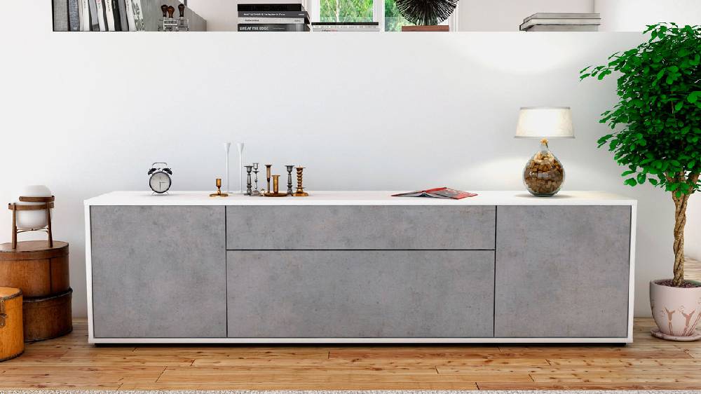 Stil Zeit Möbel Lowboard Aria, Beton (180x49x35cm) Tägliche Deals