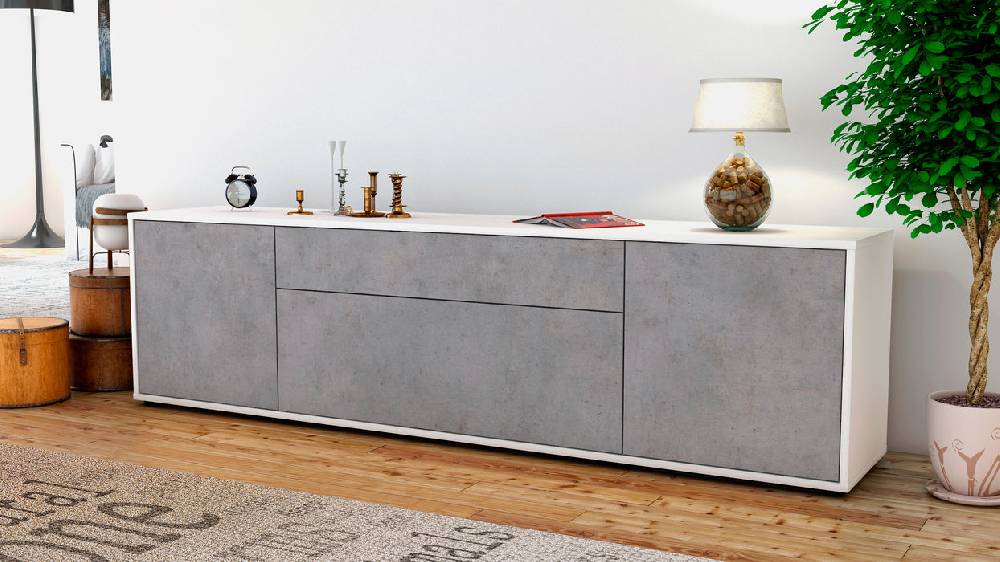 Stil Zeit Möbel Lowboard Aria, Beton (180x49x35cm) Tägliche Deals