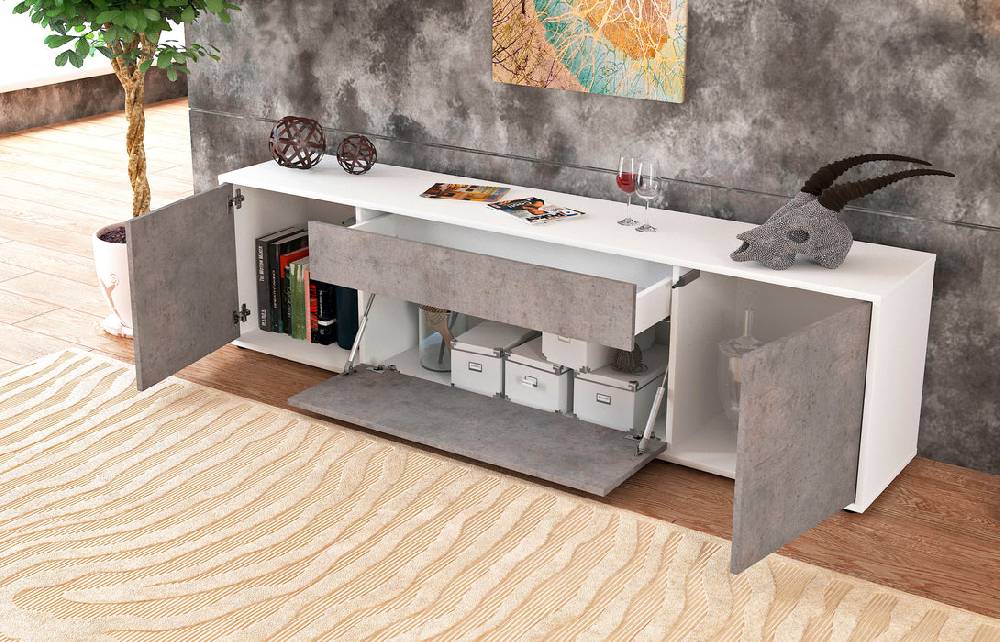 Stil Zeit Möbel Lowboard Aria, Beton (180x49x35cm) Tägliche Deals