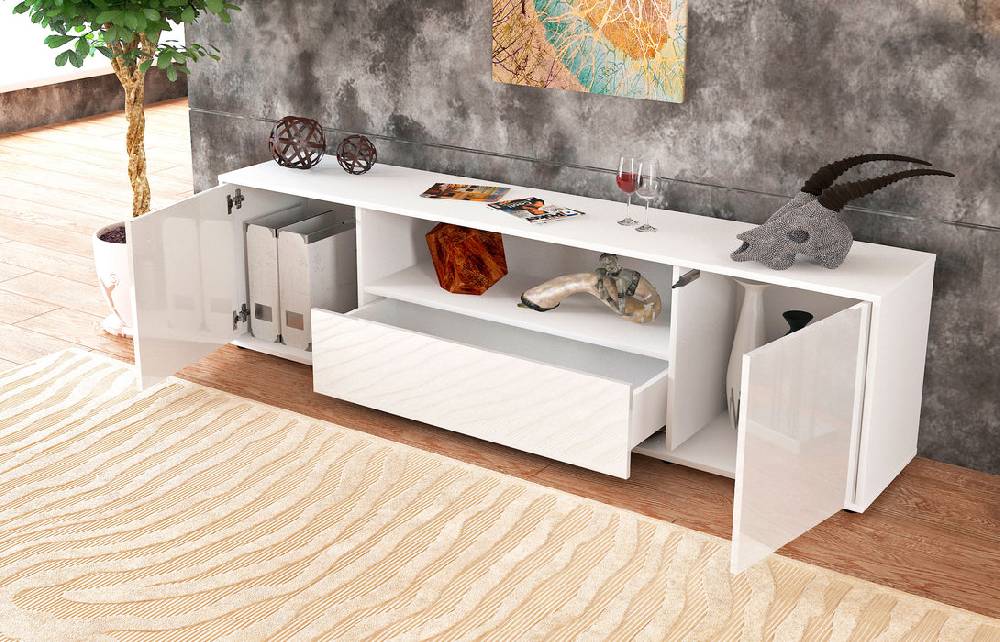 Stil Zeit Möbel Lowboard Arbnora, Grau (180x49x35cm) Sonderangebote