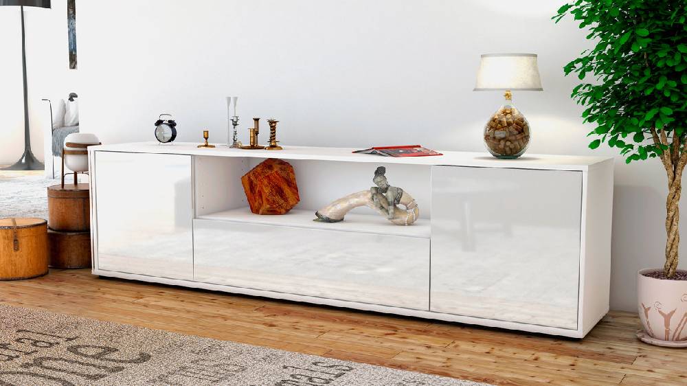 Stil Zeit Möbel Lowboard Arbnora, Weiß (180x49x35cm) Riesige Ersparnisse
