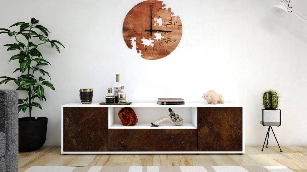 Stil Zeit Möbel Lowboard Arbnora, Rost (180x49x35cm) Tiefpreis