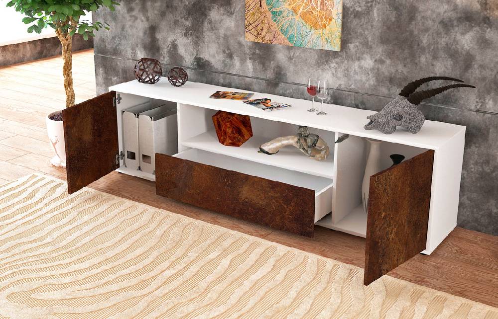 Stil Zeit Möbel Lowboard Arbnora, Rost (180x49x35cm) Tiefpreis