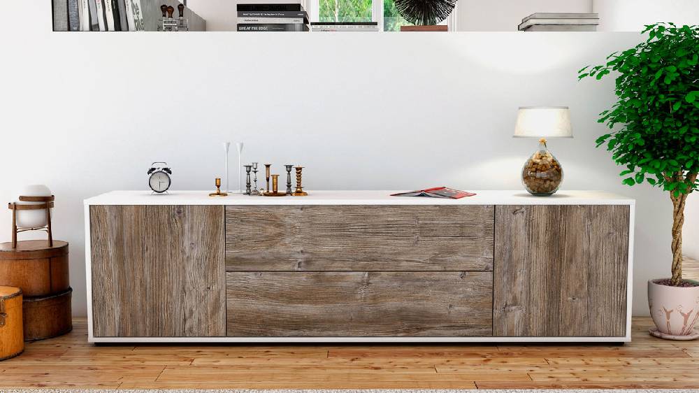 Stil Zeit Möbel Lowboard Aquilina, Treibholz (180x49x35cm) Super Sparpreis