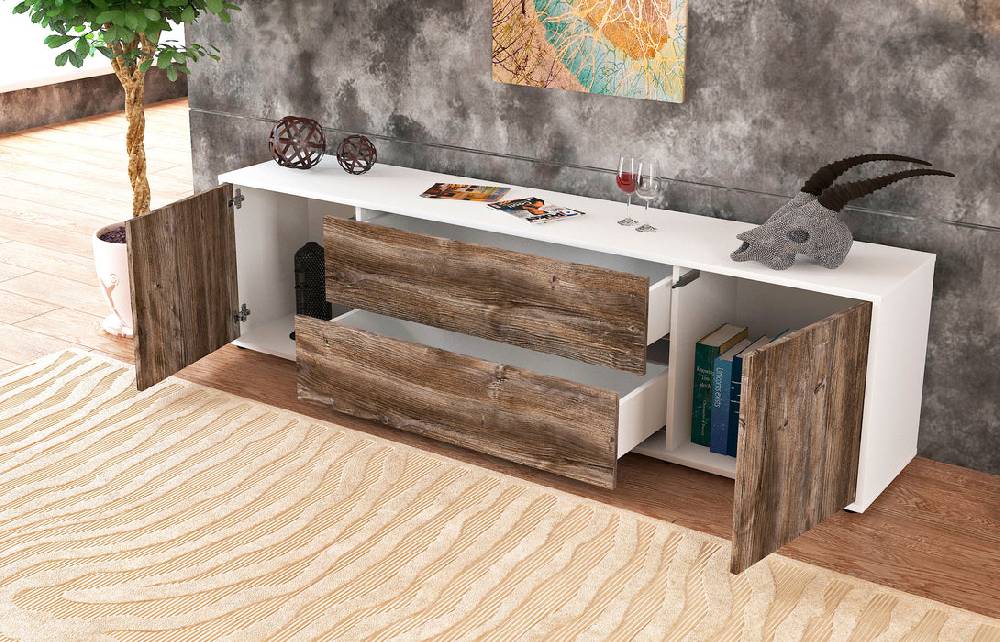 Stil Zeit Möbel Lowboard Aquilina, Treibholz (180x49x35cm) Super Sparpreis