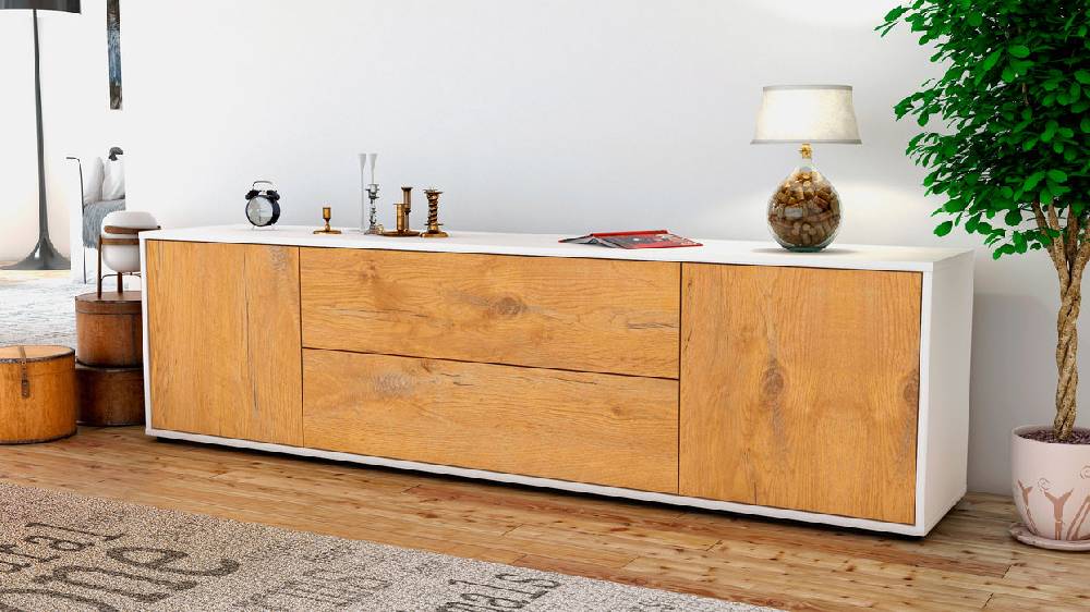 Stil Zeit Möbel Lowboard Aquilina, Eiche (180x49x35cm) Wochenangebot
