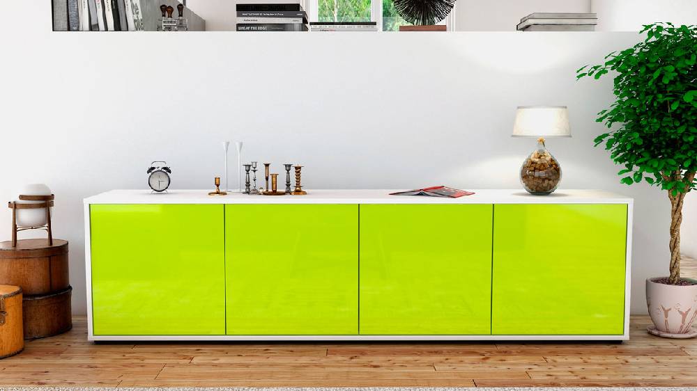 Stil Zeit Möbel Lowboard Antonia, Grün (180x49x35cm) Kostenlose Rückgabe