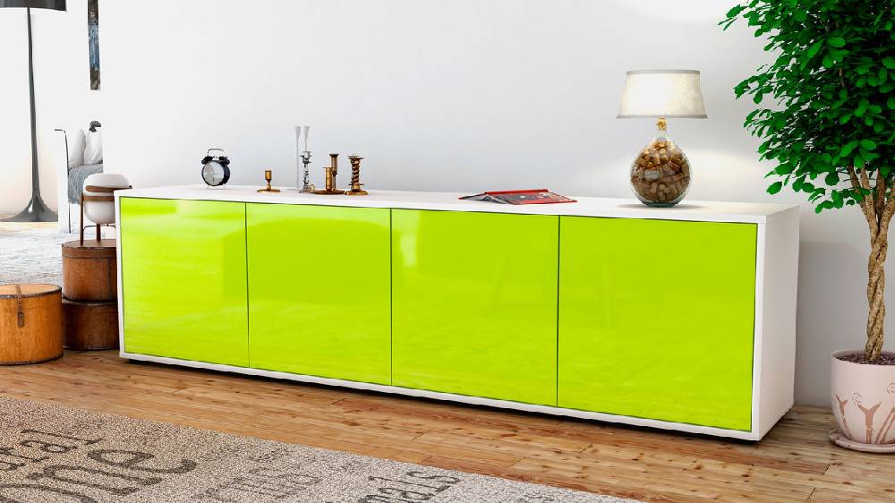 Stil Zeit Möbel Lowboard Antonia, Grün (180x49x35cm) Kostenlose Rückgabe