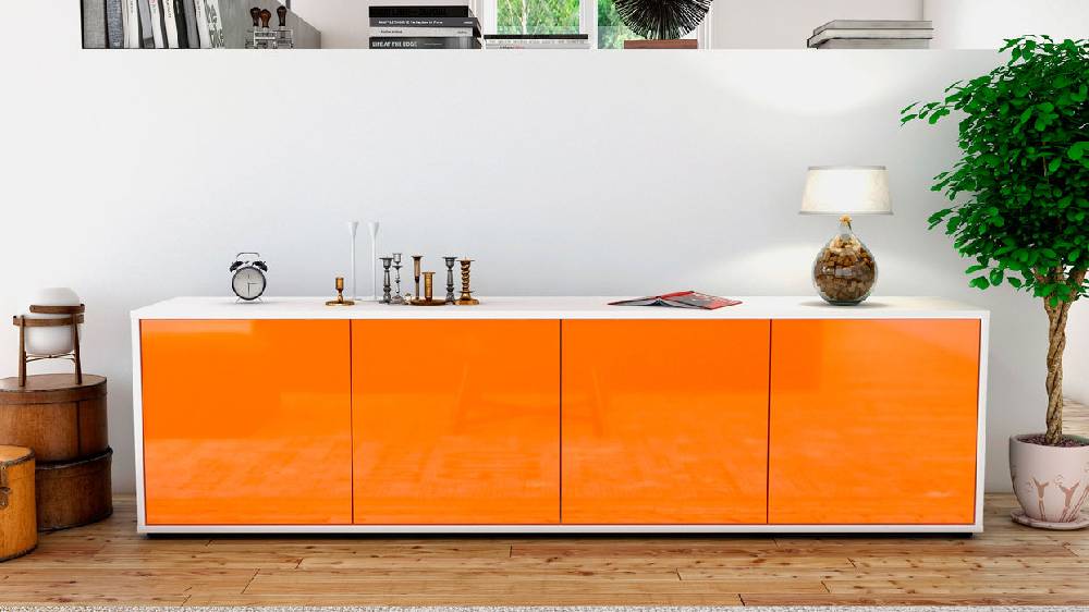 Stil Zeit Möbel Lowboard Antonia, Orange (180x49x35cm) Begrenzte Freigabe