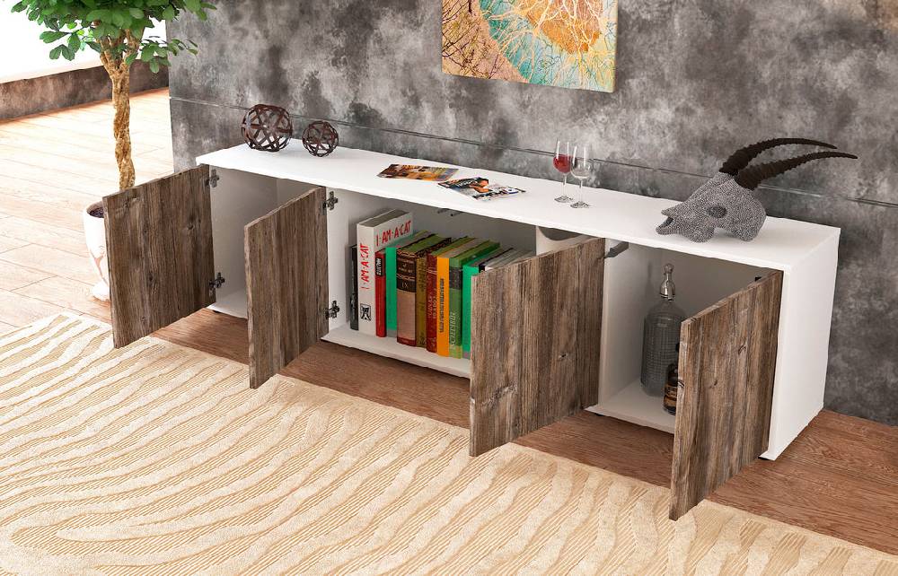 Stil Zeit Möbel Lowboard Antonia, Pinie (180x49x35cm) Neueste Stile