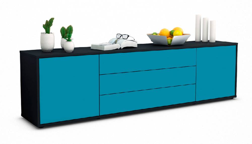 Stil Zeit Möbel Lowboard Ariella, Türkis (180x49x35cm)