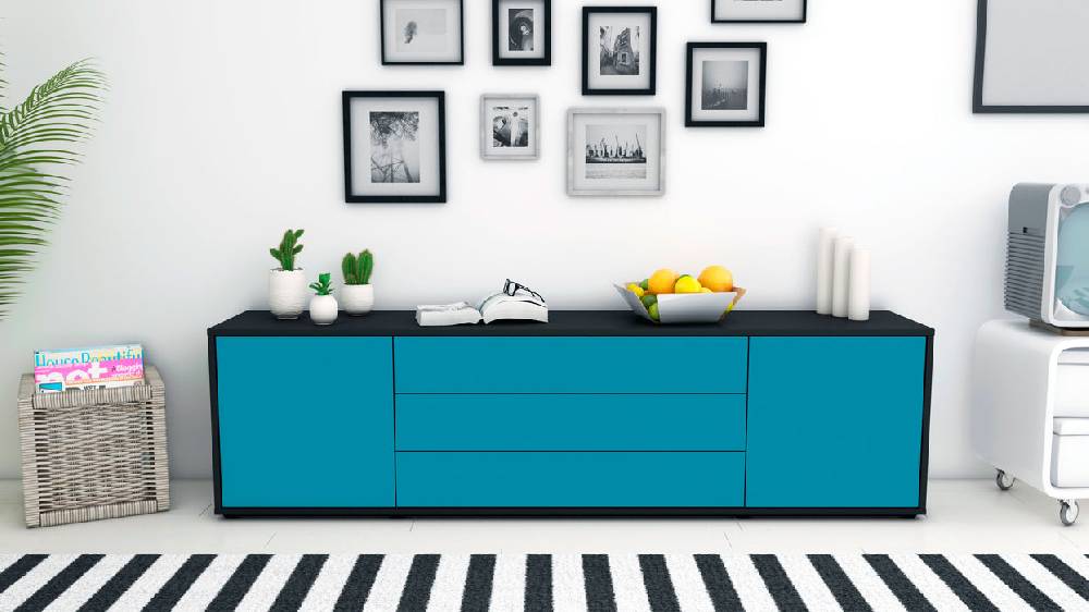 Stil Zeit Möbel Lowboard Ariella, Türkis (180x49x35cm) Bis zu 50% Rabatt