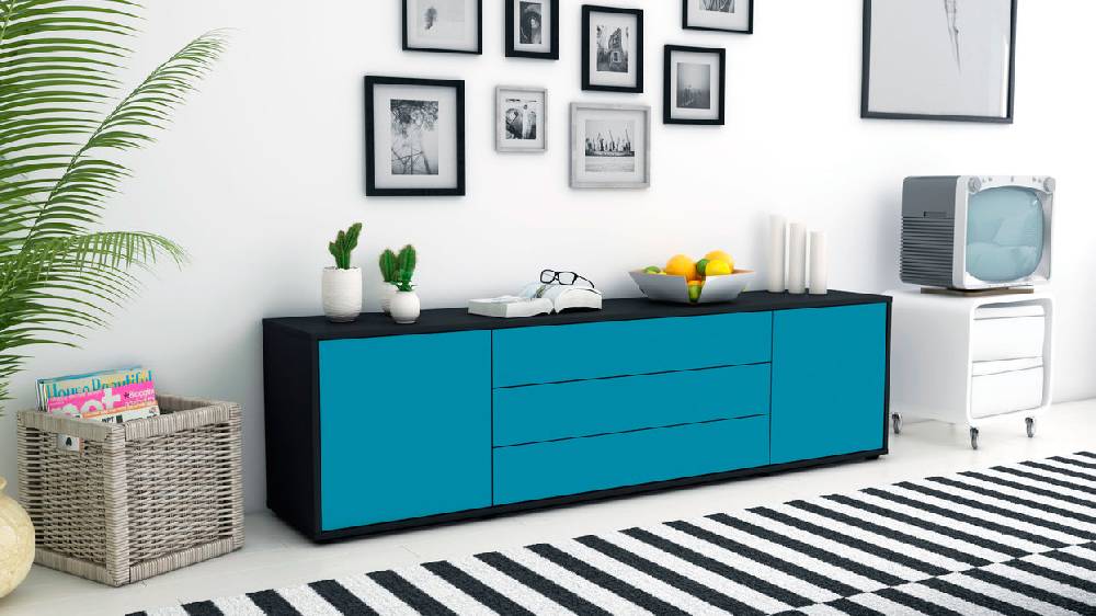 Stil Zeit Möbel Lowboard Ariella, Türkis (180x49x35cm) Bis zu 50% Rabatt