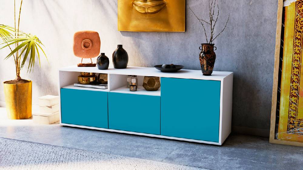 Stil Zeit Möbel Lowboard Anina, Türkis (136x49x35cm) Bis zu 65% Rabatt