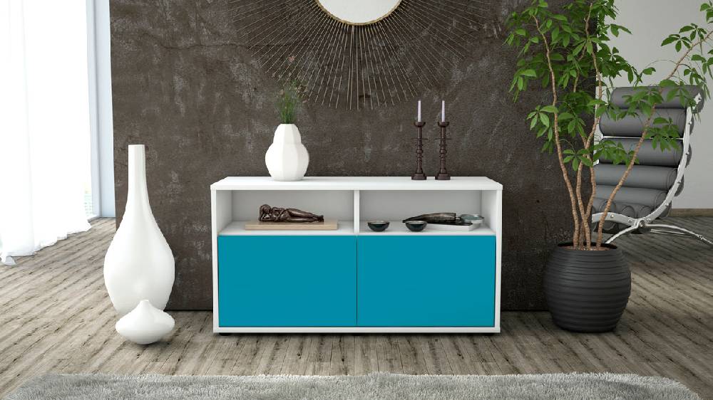 Stil Zeit Möbel Lowboard Alegra, Türkis (92x49x35cm) Sonderangebot der Fabrik