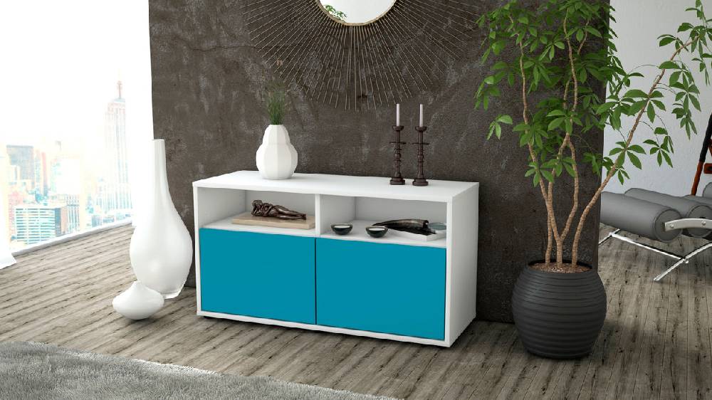 Stil Zeit Möbel Lowboard Alegra, Türkis (92x49x35cm) Sonderangebot der Fabrik