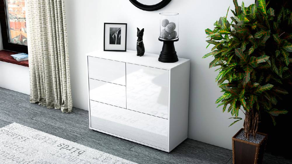 Stil Zeit Möbel Sideboard Deanna, Weiß (92x79x35cm) Vierteljährliche Förderung