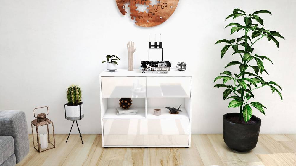 Stil Zeit Möbel Sideboard Cosima, Weiß (92x79x35cm) Bis zu 55% Rabatt