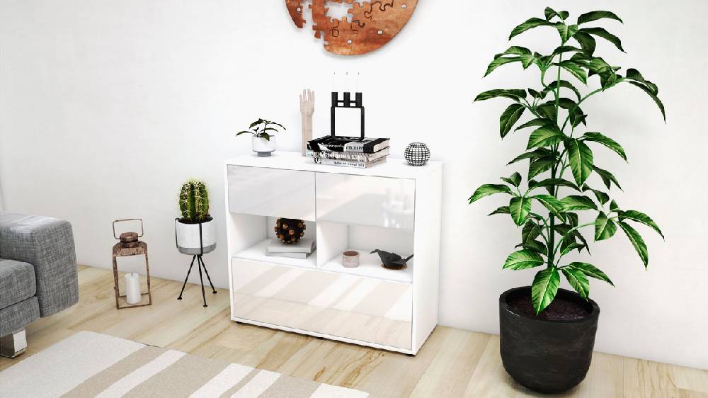 Stil Zeit Möbel Sideboard Cosima, Weiß (92x79x35cm) Bis zu 55% Rabatt