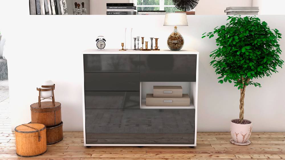 Stil Zeit Möbel Sideboard Coco, Grau (92x79x35cm) Discount Store für neue Produkte
