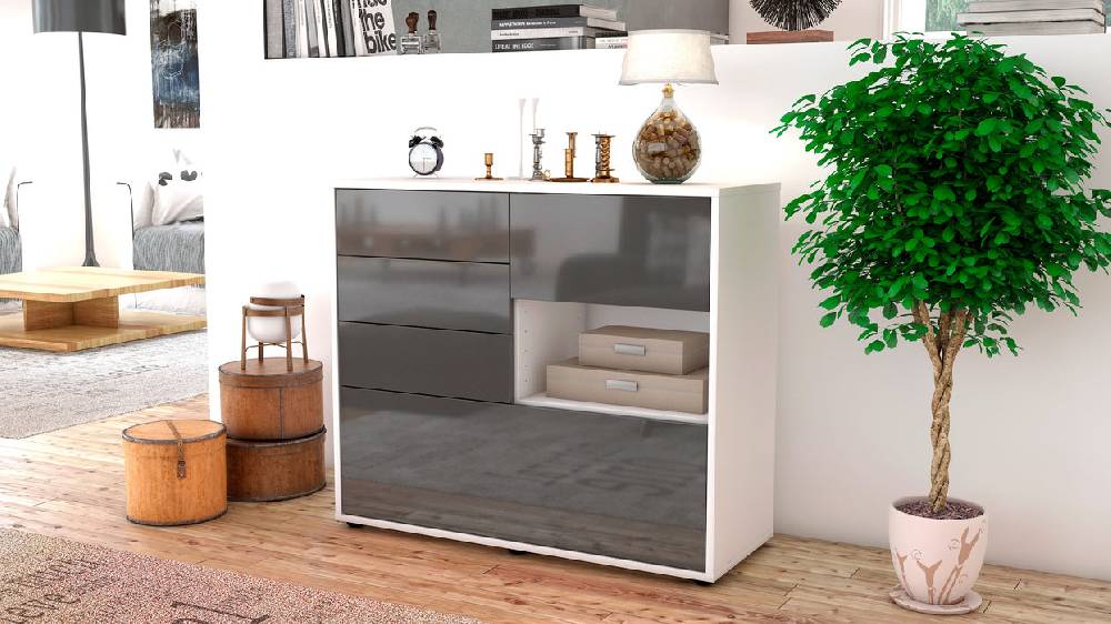 Stil Zeit Möbel Sideboard Coco, Grau (92x79x35cm) Discount Store für neue Produkte