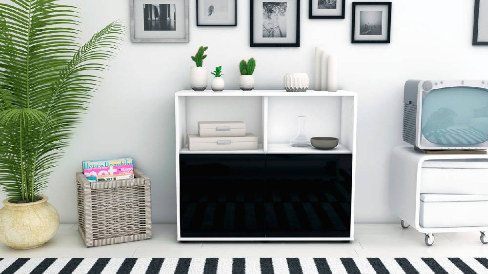 Stil Zeit Möbel Sideboard Christine, Schwarz (92x79x35cm) Super Rabatt