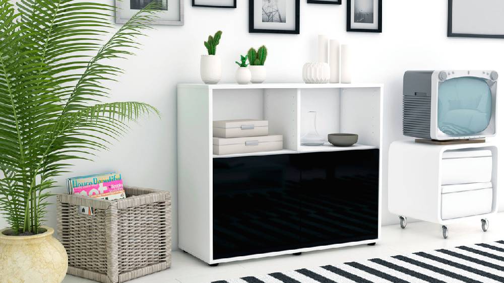 Stil Zeit Möbel Sideboard Christine, Schwarz (92x79x35cm) Super Rabatt