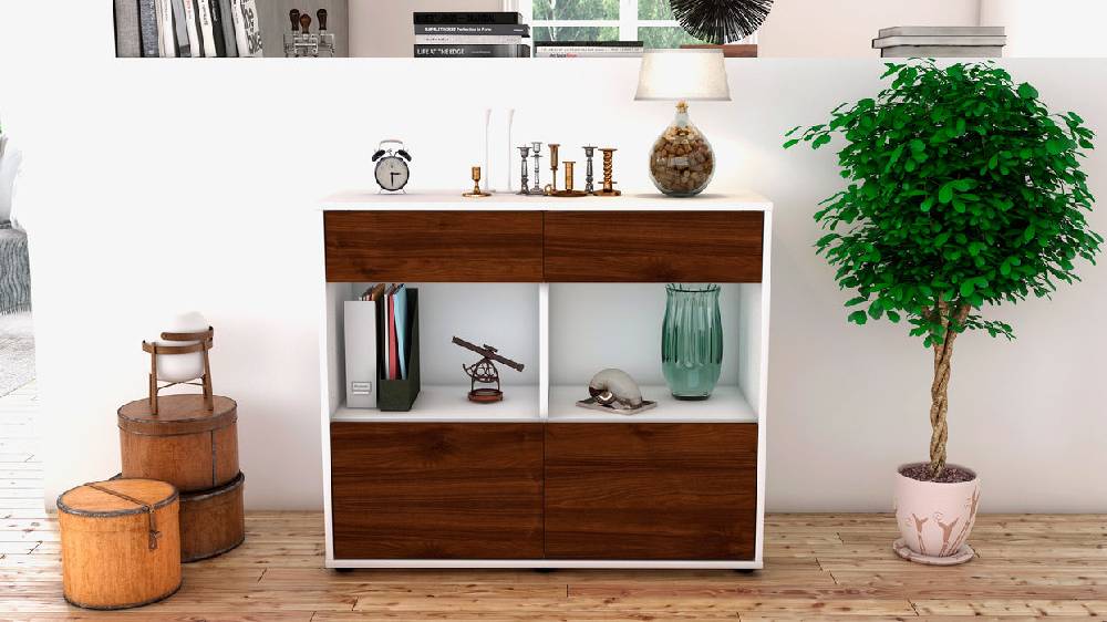 Stil Zeit Möbel Sideboard Christina, Walnuss (92x79x35cm) Riesige Rabatte