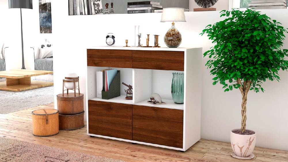 Stil Zeit Möbel Sideboard Christina, Walnuss (92x79x35cm) Riesige Rabatte
