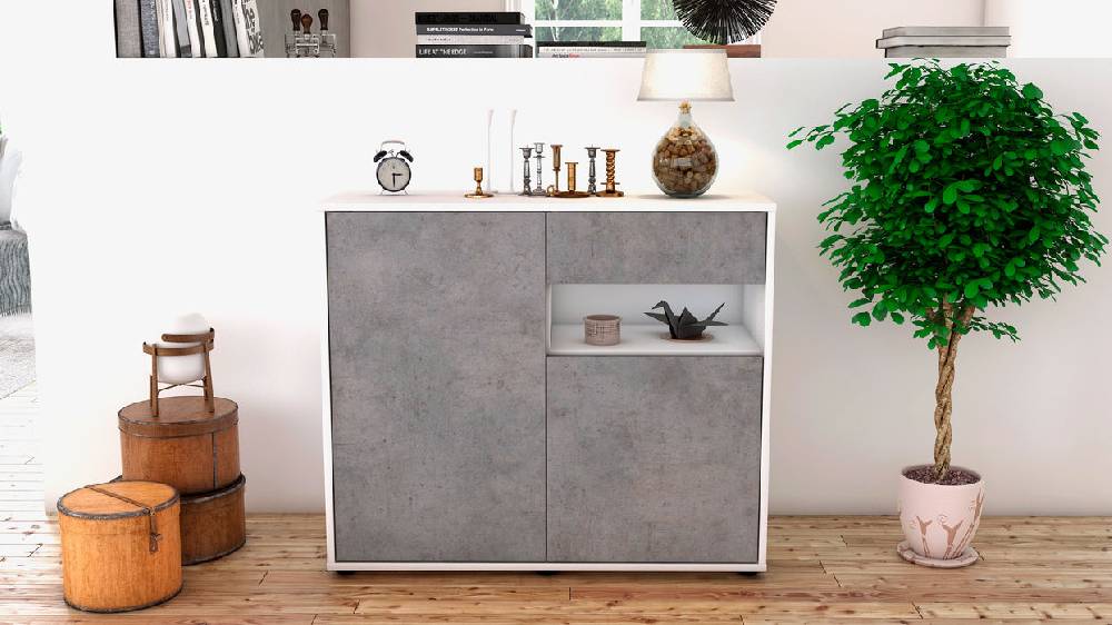 Stil Zeit Möbel Sideboard Charlotta, Beton (92x79x35cm) 50% Rabatt mit kostenlosem Versand