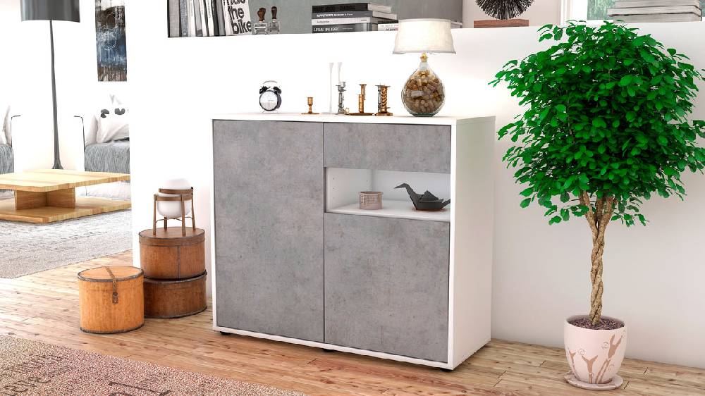 Stil Zeit Möbel Sideboard Charlotta, Beton (92x79x35cm) 50% Rabatt mit kostenlosem Versand